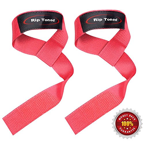 Rip Toned Lifting Straps by (Pair) - Normal Or Small Wrists - u0093Black Friday Saleu0094 - Bonus Ebook - Cotton Padded - Weightlifting, Crossfit, Bodybuilding, Strength Training, Powerlifting (Pink)