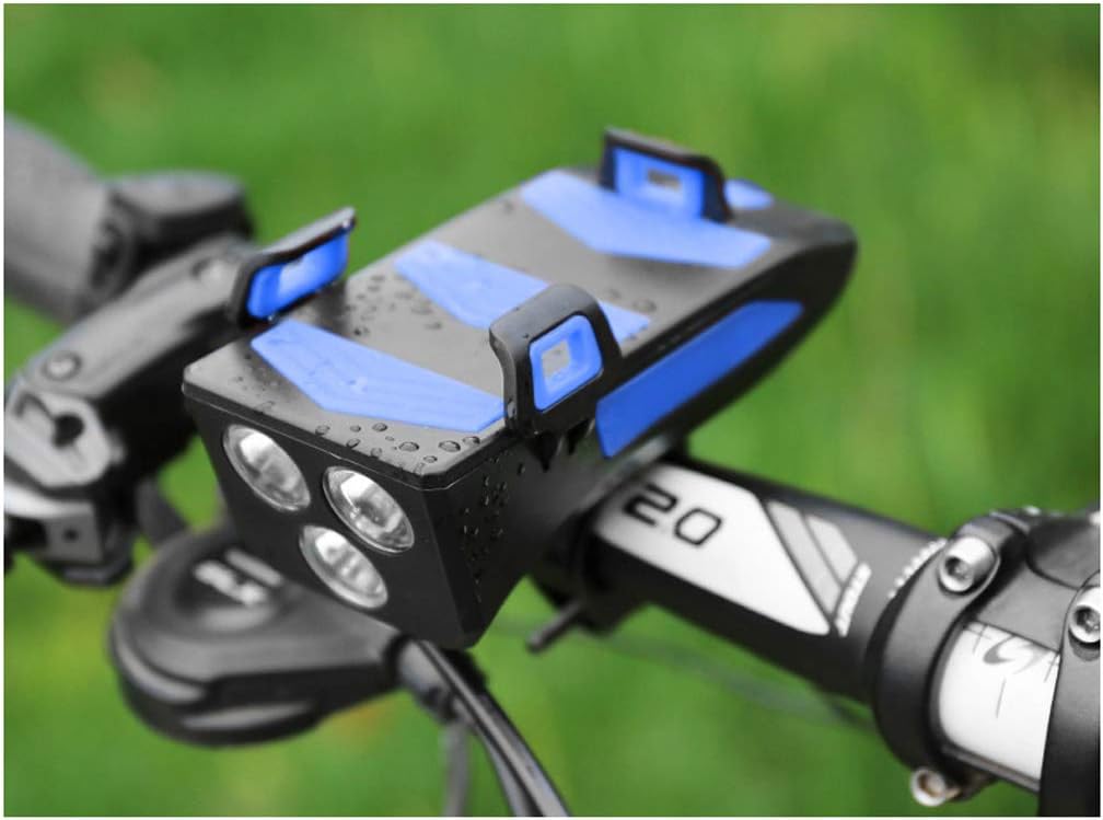 MONDAY Bike Headlight USB Rechargeable, 4 in 1 Headlight Light Cycling Waterproof, LED Light Bike Horn and Power Bank Front Light with 3 Mode, Easy Install Quick Release Bike Light for 6.3 inch
