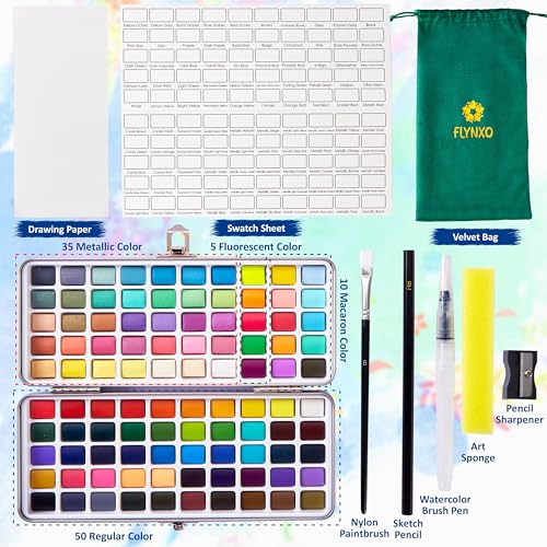 Image of Professional Watercolor Paint Set - 100 Colors Travel Art Kit