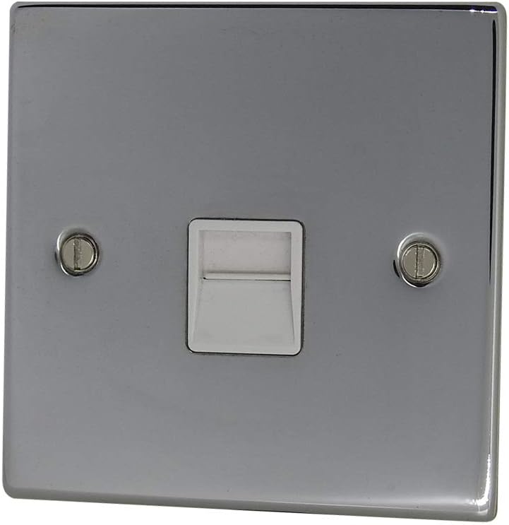 Discount Electrix Single BT Telephone Socket Master Polished Chrome Finish with White Insert