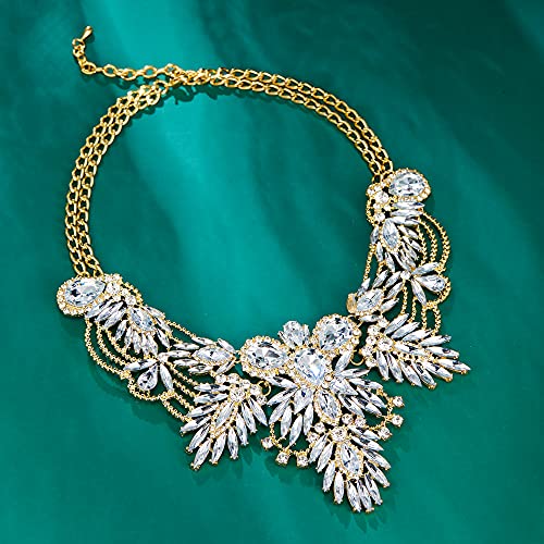 Collier Plastron Cristal Strass Idée Cadeau Idéal pour Future Mariée