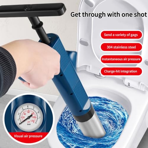 Image of Powerful High-Pressure Air Drain Blaster | Electric Toilet Plunger - Quickly Unclogs Bathroom Pipes, Bathtubs & Floor Drains with Minimal Effort