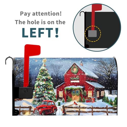 Image of Winter Mailbox Covers Magnetic Standard Size 18 X 21 Inch Christmas Tree Mailbox Cover Snowman Red Truck Mailbox Wraps Post Box Cover Decoration Outdoor Garden Home Yard Outside