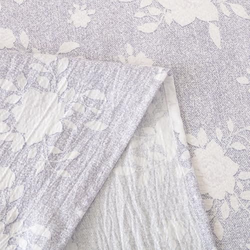 Image of Story@Home King Size Bedsheet | Air Cotton Flatsheet King Size with Two Pillow Covers| 240 TC | Super Soft Bed Sheet for King Size Bed | Floral Design (270 x 250 cm, Grey & White)