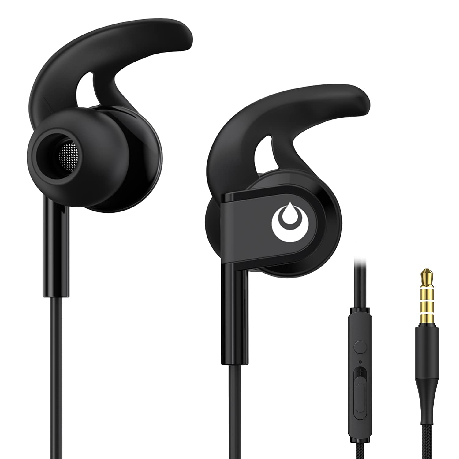 Fixscad M361 Sports Earbuds Wired, in Ear Running Earbuds with Microphone, Sweatproof Soft Earphones for Workout Exercise ...