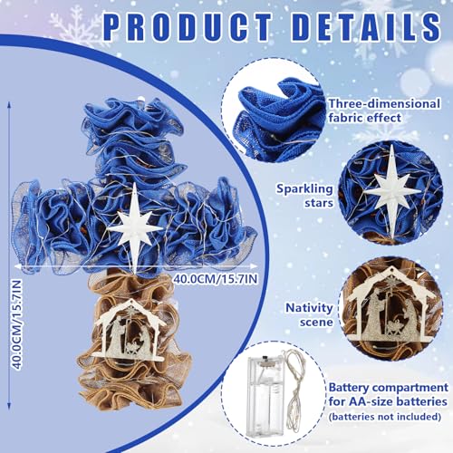 Couronne de Noël chrétienne LED déco crèche Jésus pour fenêtre