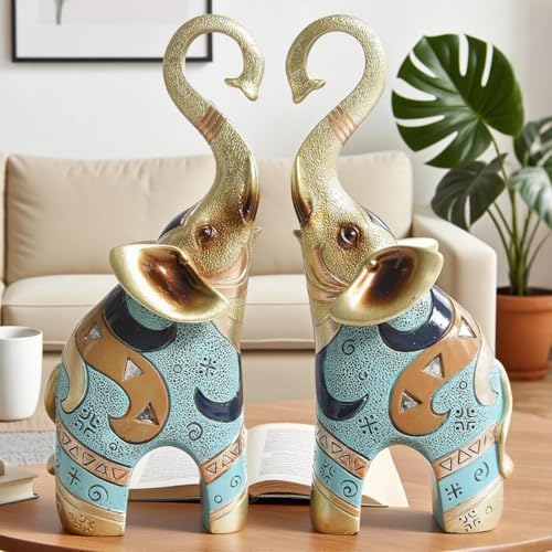 Estatuas de Elefantes Dorados para Decoración de Hogar, 8.46 Pulgadas, 2 Unidades miniatura 4