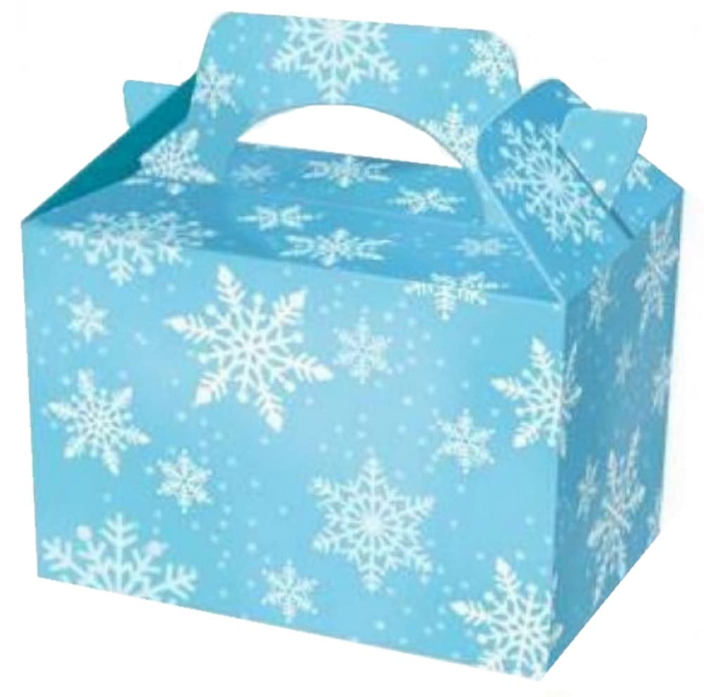 MustBeBonkers SNOWFLAKE DESIGN Childrens Kids Carry Food Birthday Party Meal Box - Light Blue With Frozen Snowflakes Design (20)