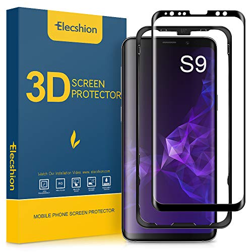 Galaxy S9 Screen Protector Glass, Elecshion 3D Curved Tempered Glass Dot Matrix Screen Protector for Samsung S9 with Easy Installation Tray (Case Friendly)