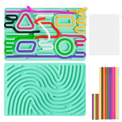 Sensory Activity Board Sensory Toys for Toddlers Kids Promotes Focushelp,Sensory Toys for Kids with Autism Great for 3+ & Sensory Fidget Toys Adults Anxiety Relief Stress Items,15 Strings (Green)