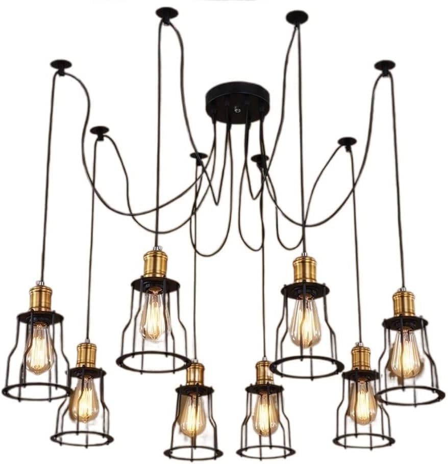 Suspension vintage réglable 8 lumières pour illuminer votre table de restaurant