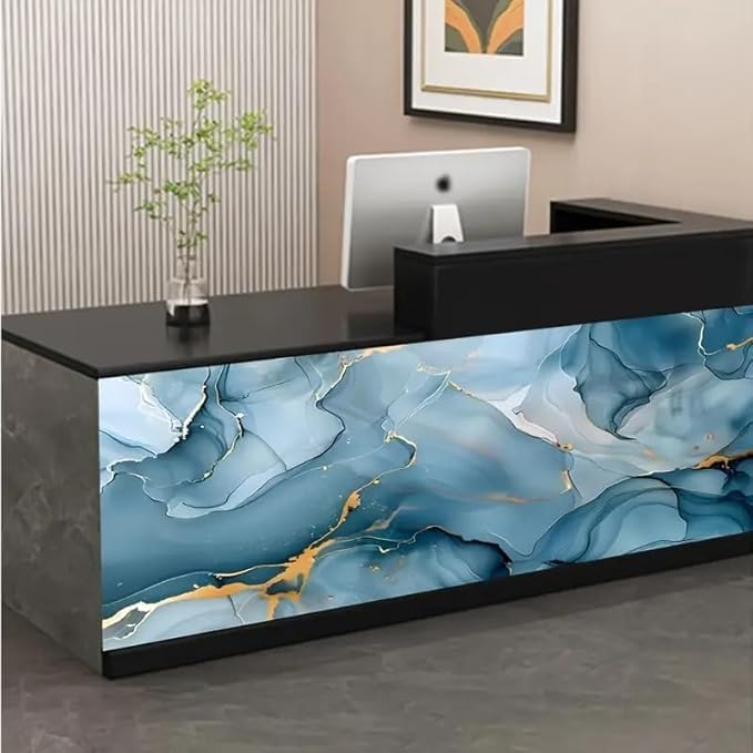 Image of Kitchen Cabinets Marble Wallpaper Roll for Home & Kitchen Decor - Oil Proof Waterproof Self Adhesive Wall Paper Sticker for Floor Tiles, Countertop, Cupboard, Drawer (60 * 200 cm) (81, 10)
