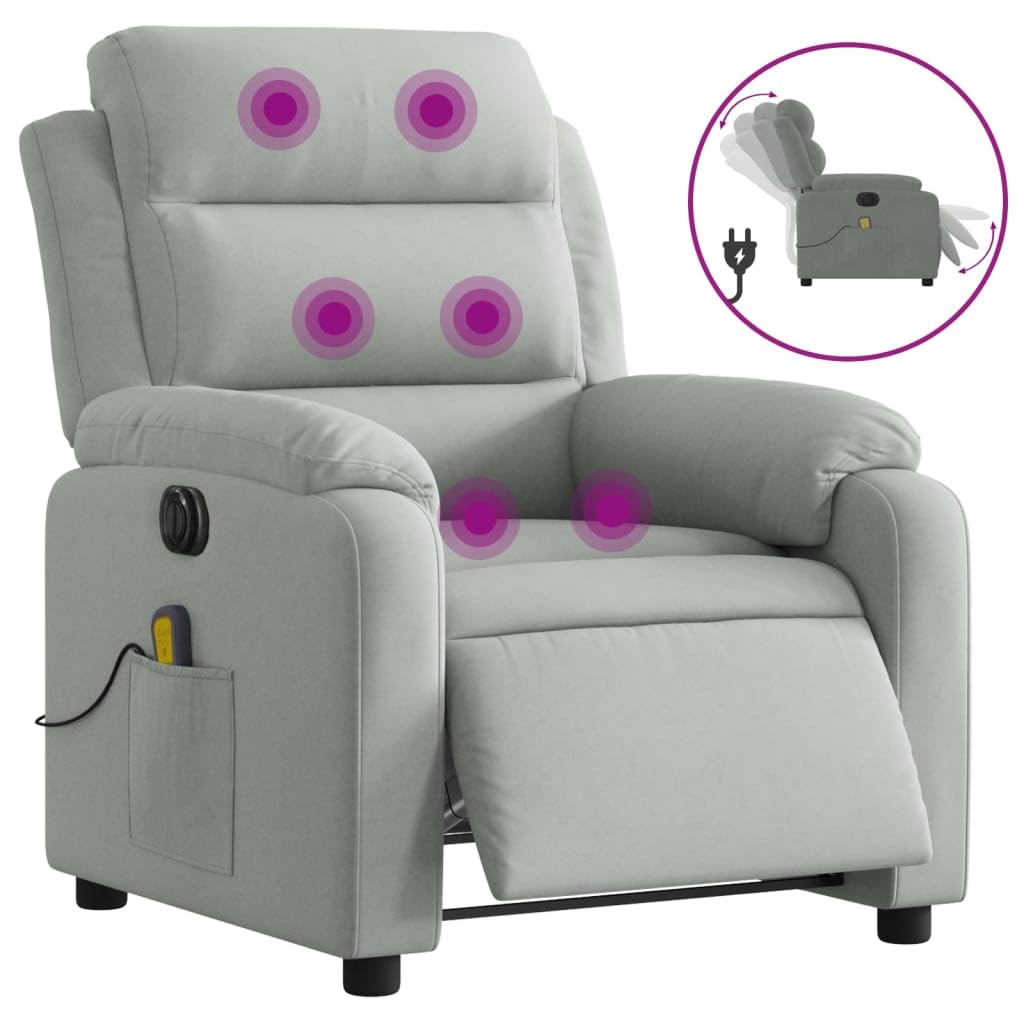 Poltrona Elettrica Massaggi Reclinabile Grigio Chiaro Velluto,Poltrona Massaggio,Poltrona Massaggio Professionale,Poltrona Massaggio Relax-3205081
