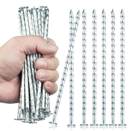 EISENSP 6.3-Inch Galvanized Heavy-Duty Landscape Stakes (300-Pack) Spiral Metal Turf Spikes for Artificial Grass Paver Edging Weed Barrier Securing Fences and More