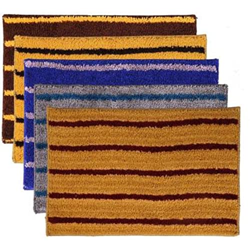 Image of Anti Skid Doormats for Home and Office Entrance Living Room and Bathroom Mats | Entrance Door Mats for Home and Office Entryway. (Pack of 5 (Line Y-G-B-Y-BR), 20x32)