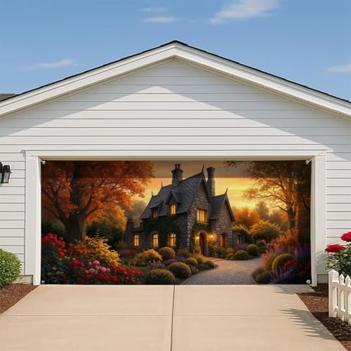 Couverture de porte de garage paysage d'automne 397 x 180 cm pour cacher facade terne - 7
