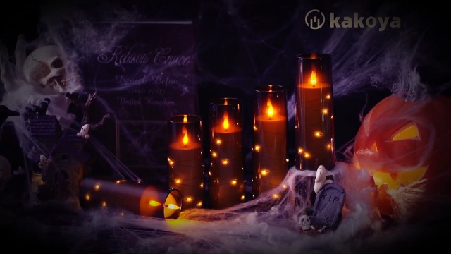 Image of kakoya Flameless LED Candles with Timer 5 Pc Flickering Flameless Candles for Romantic Ambiance and Home Decoration Stable Acrylic Shell,with Embedded Star String,Battery Operated Candles(Black)