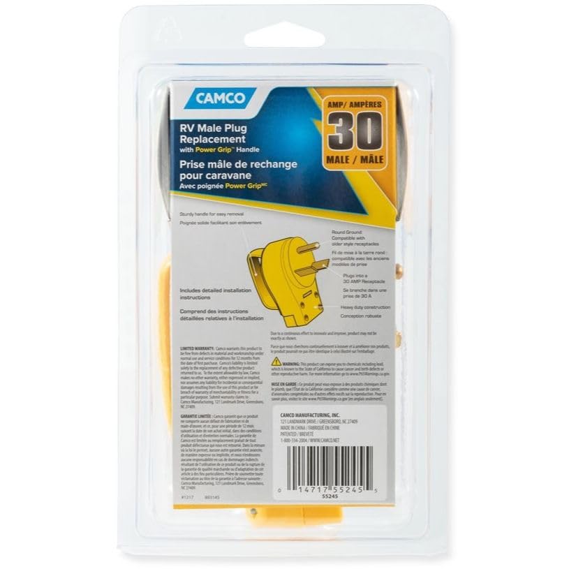 RV PowerGrip Replacement Power Cord Plug, 30-Amp