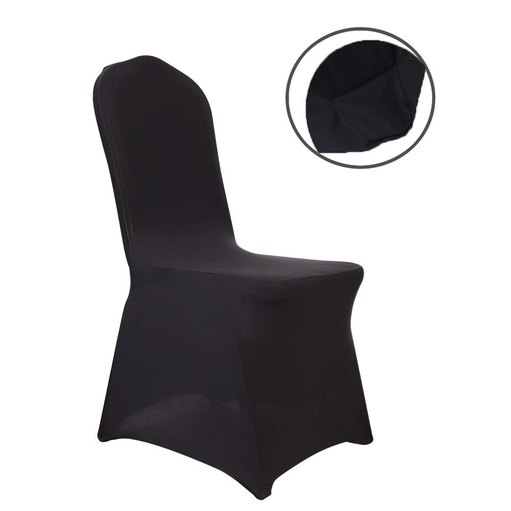 Master 50pcs Black Lycra Spandex Stretch Chair Covers Wedding Anniversary Party Cover Event Dining Banquet Decoration Slipcovers-Flat Front