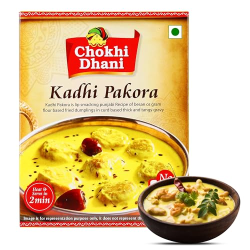 Image of Chokhi Dhani Kadhi Pakora Ready to Eat 300g | Gram Flour Dumplings in Yogurt Gravy | Heat & Eat Microwavable Indian Curry Meal | Vegetarian