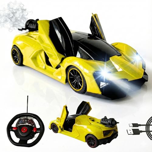 Image of Lilplay Rechargeable Lamborghini Racing Car with Remote Control, Sports Racing Car with Openable Doors, LED Light, and Smoke Effect, High Performance Rc Car for Kids, Boys and Girls