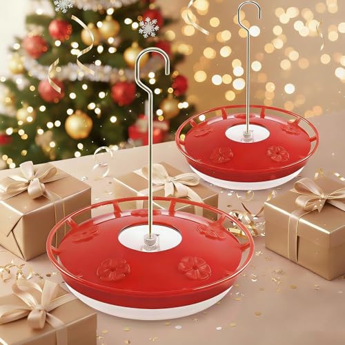 FEED GARDEN 2 Pack 16 OZ Hummingbird Feeders for Outdoor 5 Feeder Ports Ant Bee Proof Leak-Proof Cleaning Brushes Nectar Easy Clean Fill Bird Feeder for Garden Red Décor for Mom