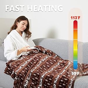 Tefici Electric Heated Blanket Throw Fast Heating TechnologySoft Flannel Heating Blanket with 3 Heat Levels 4 Hours Auto OffHome Office UseBirthday 50 x 60Moose Pattern