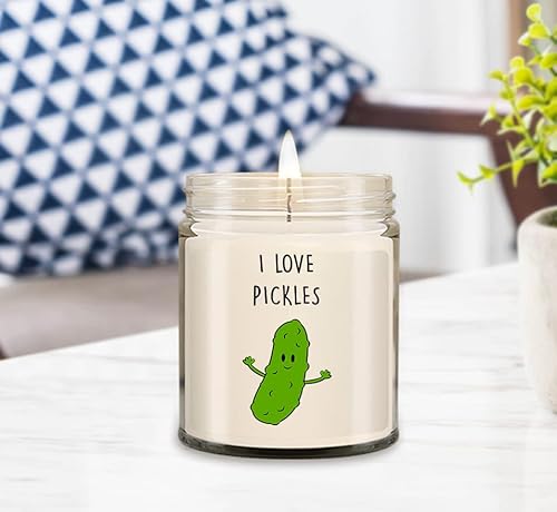 Spreadpassion I Love Pickles Candle - Soy Wax Candle - Hand Poured Candle - 9 Oz Vanilla-Scented Candle - Candle Jar #TOP3