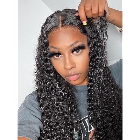 ISEE Hair Wear And Go Glueless Wig Human Hair M Cap 9x6 Water Wave Wig Pre Cut HD Lace 180% Density Deep Curly Lace Front Wig Human Hair Pre Plucked For Beginners 3 Second To Wear Glueless Wig 22 Inch Cover
