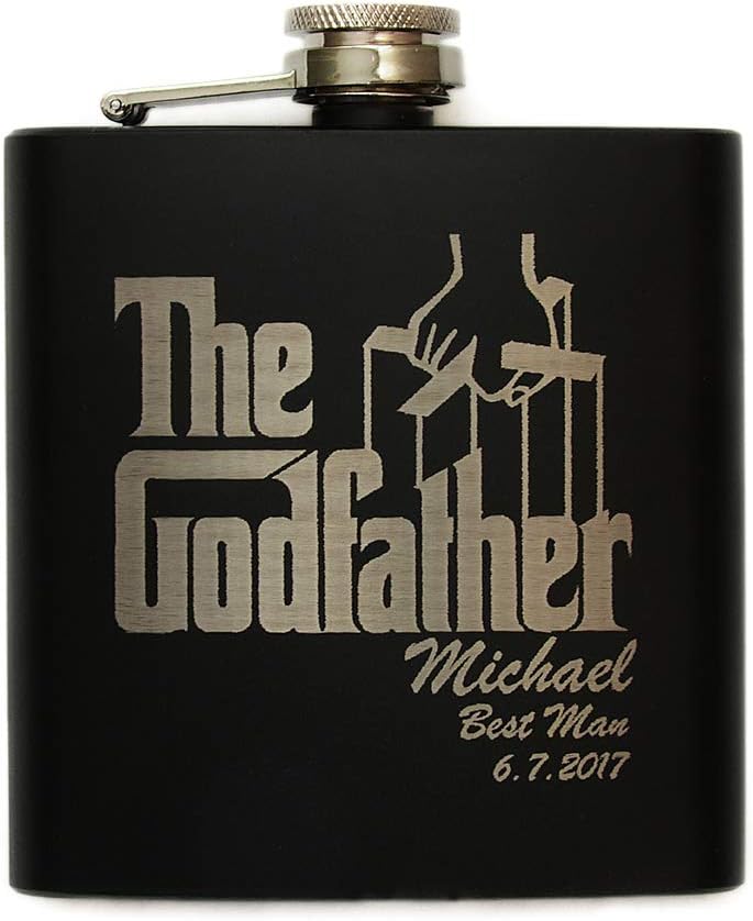 The Godfather Movie Personalized Wedding Flask Officially Licensed Collectible Premium Etched By Movies On Glass 8 Ounces