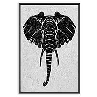 Framed Canvas Wall Art Black Elephant Canvas Prints Home Artwork Decoration for Living Room,Bedroom - 16x24 inches