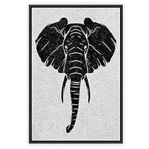 signwin Framed Canvas Wall Art Black Elephant Canvas...