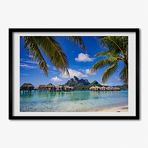 Cadre photo Tulup 70x50 cm pour remplacer un mur blanc par un paysage de palmiers