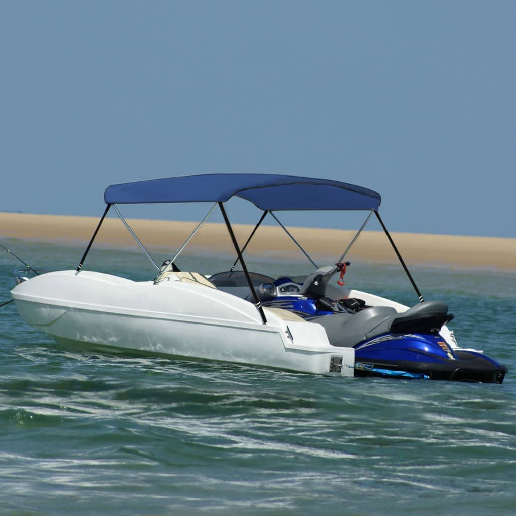 vidaXL Bimini di Prua con Tendalino a 2 Archi Blu Regale 150x120x110cm