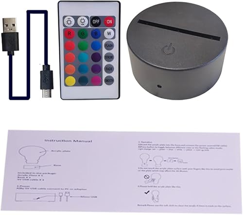 Paquete de 160 bases de luz LED nocturna 3D para lámpara de ilusión 3D, panel acrílico de 0.157 in, batería AA o CC 5 V, USB, 16 colores, luces