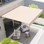Real Relax 10 x 8 ft Manual Retractable Awning, Patio Sun Shade with Crank Handle, UV Water Resistant Polyester & Aluminum Frame for Balcony, Backyard, Patio, Windows