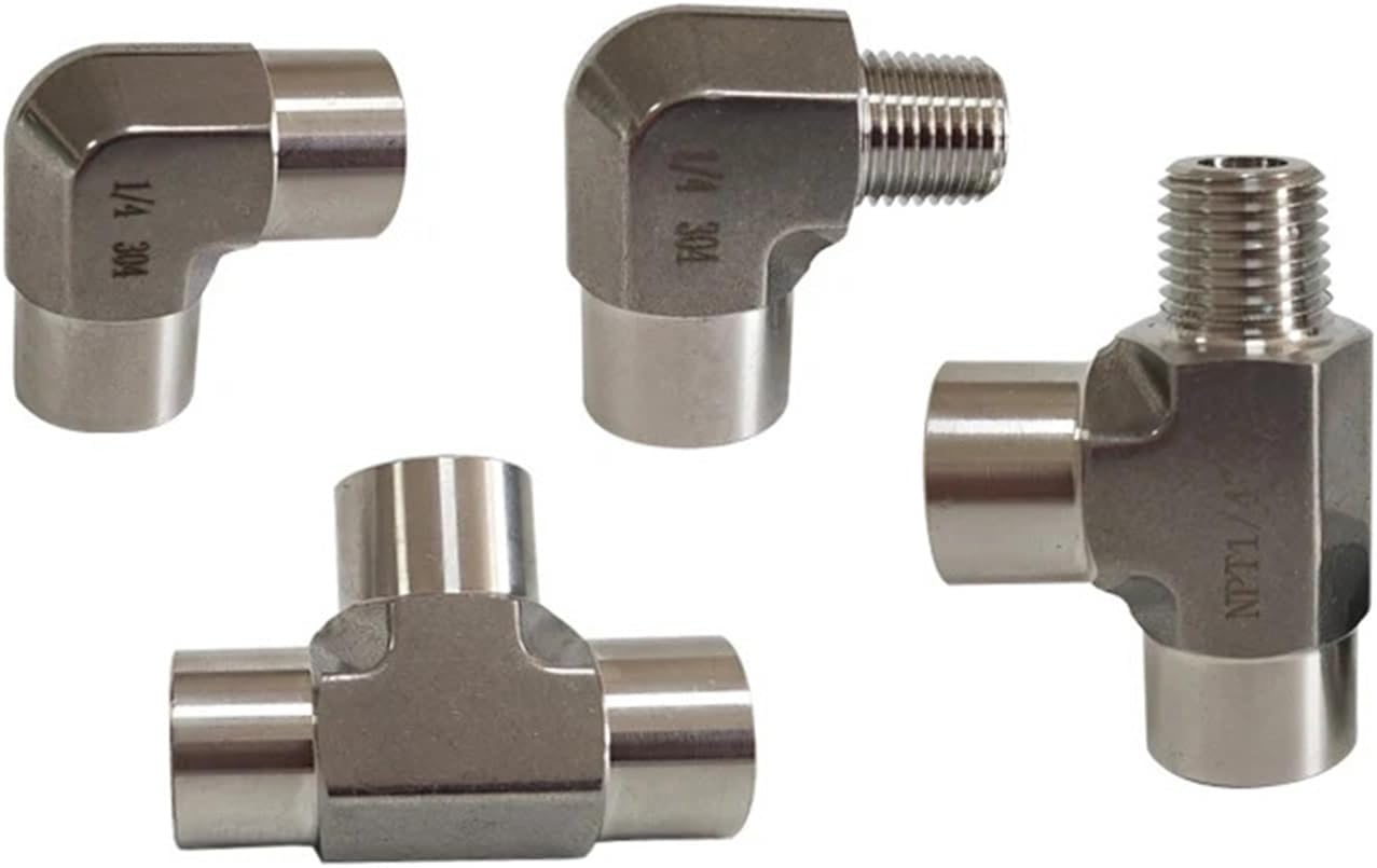 High Pressure Forging 1/8" 1/4" 3/8" 1/2" BSPT Female Male Elbow Tee 3 Ways 304 Stainless Steel Pipe Fitting Connector(Tee Female-F-Male,BSP 304_1/8")