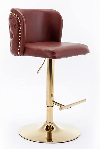 Miniatura 5 de AMNOOL Moderno juego de 2 taburetes de bar tapizados de poliuretano para mostrador, taburetes de bar giratorios, altura del asiento ajustable,