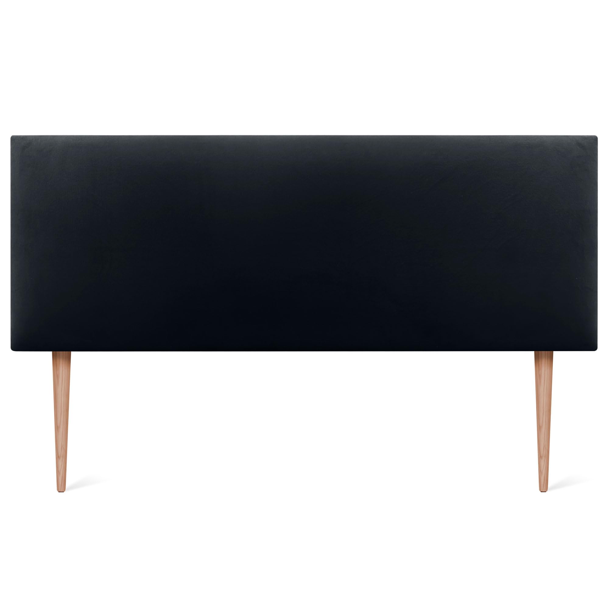 DHOME Cabecero de Terciopelo Liso con Patas Alta Gama Moderno Cabezal Tapizado Cama Lujo Dormitorio Acolchado (Negro, 145cm)