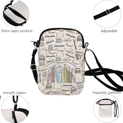 Book Lovers Crossbody Bag Bookworm Gifts If i Can't Bring My Book I'm Not Going Librarian Gift Bookish Gift For Reader Writer4
