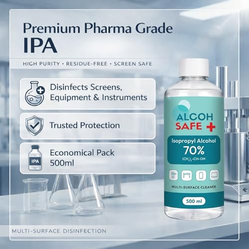 Image of 70% IPA | Screen & Multi-Surface Cleaner Spray | Disinfectant Liquid for Surface, Equipment | Fragrance Free | 500ml (Pack of 1)