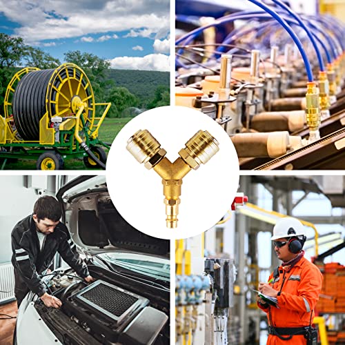 Druckluftverteiler Druckluftweiche 2-fach Mit 2 Kupplungen 1/4-zoll Luftschlauch Schnellkuppler Verteiler Messing Kupplungsstecker Mit Aussengewinde 7,2 Druckluft Y Verteiler Mit Dichtungsringen