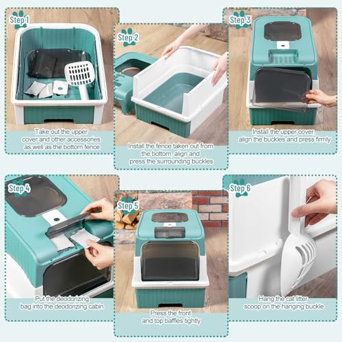 Kit para gatitos con arenero pequeño y accesorios verdes miniatura 4