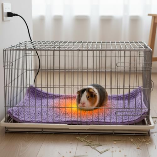 Dunzy 5 Pcs Guinea Pig Heating Pad Replaceable Guinea Pig Warming Liner 3 Level Pet Heated Pad with 16 x 12 Inch Liner Washable Waterproof Pee Pads Winter Heater Warming Mat Bed for Ferret Rabbit