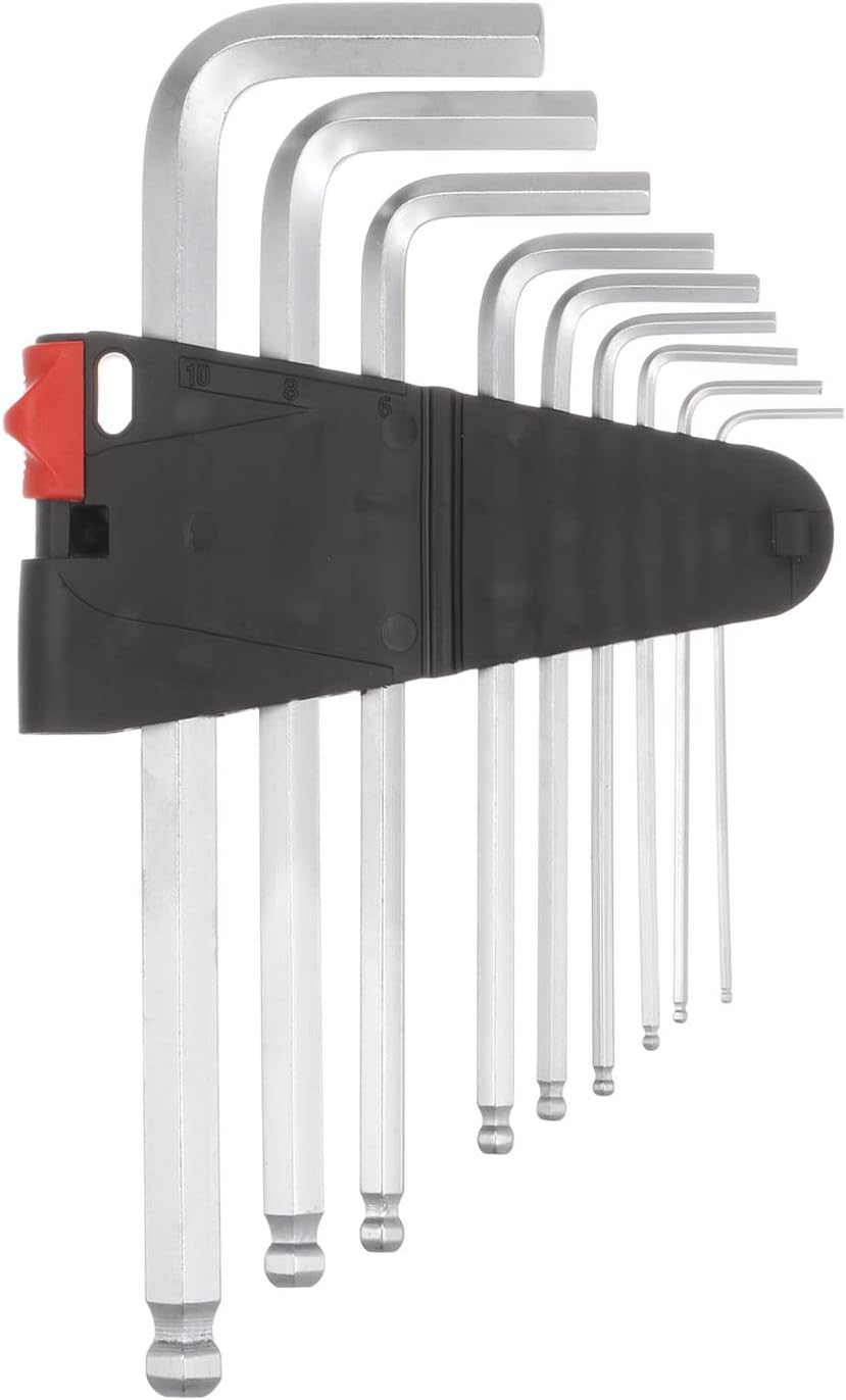 HARFINGTON 9 Pieces Ball End Hex Key Wrench Set 1.5mm-10mm Metric CR-V Steel L Shaped Long Arm Repairing Tool Wrenches