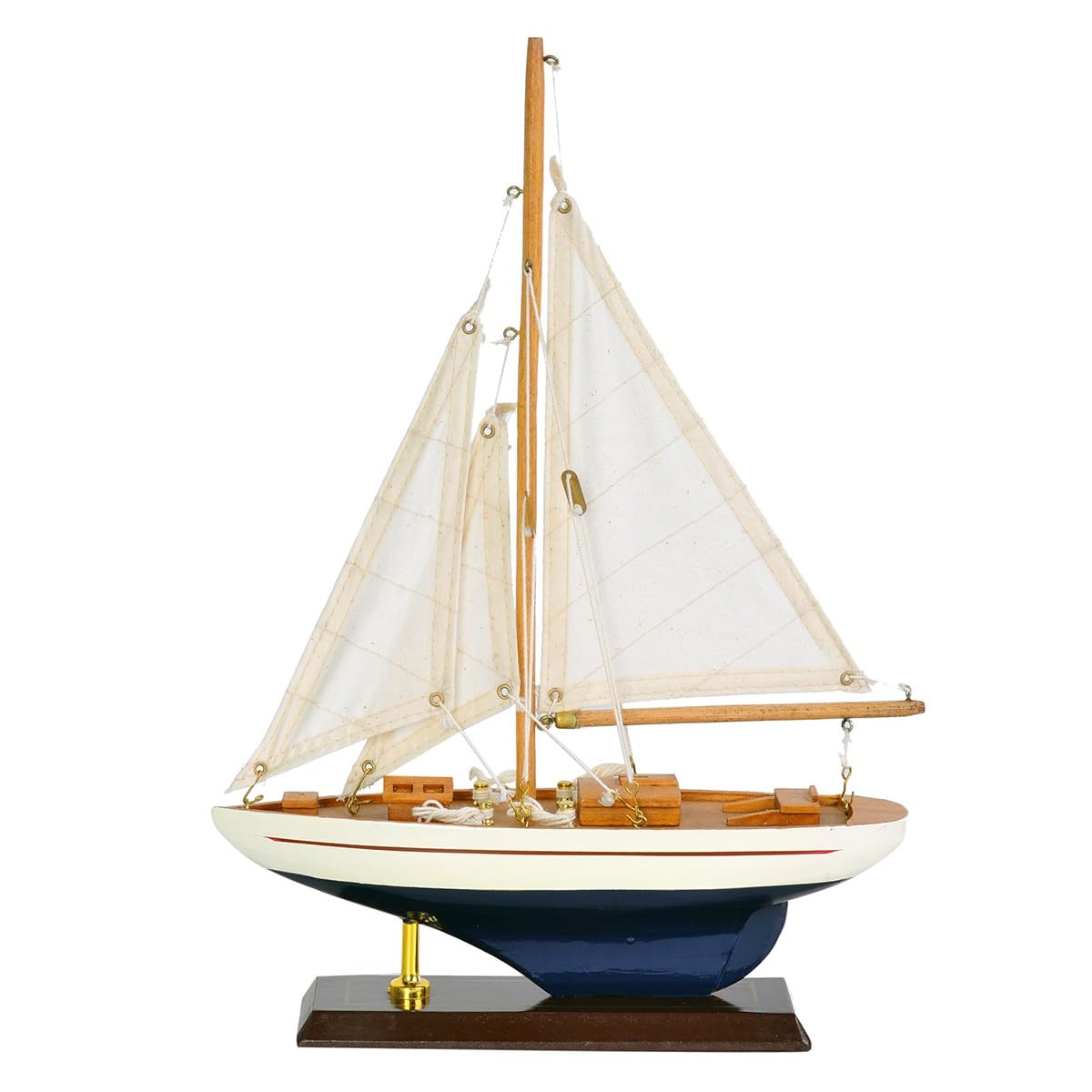 Générique Bateau VOILIER ancien en Bois sur socle Miniature Décoration Objet Marin 37x25x5cm