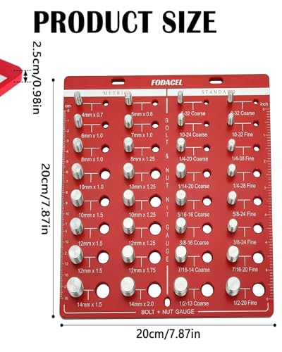 28 Löcher Gewindeprüfer für Muttern und Schrauben: Gewindelehre Thread Checker mit 14 Standard- und 14 Metrischen Gewinden aus Aluminium für Werkstatt Mechaniker Handwerker