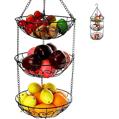 Dicunoy 3-Tier Hanging Fruit Basket Cover