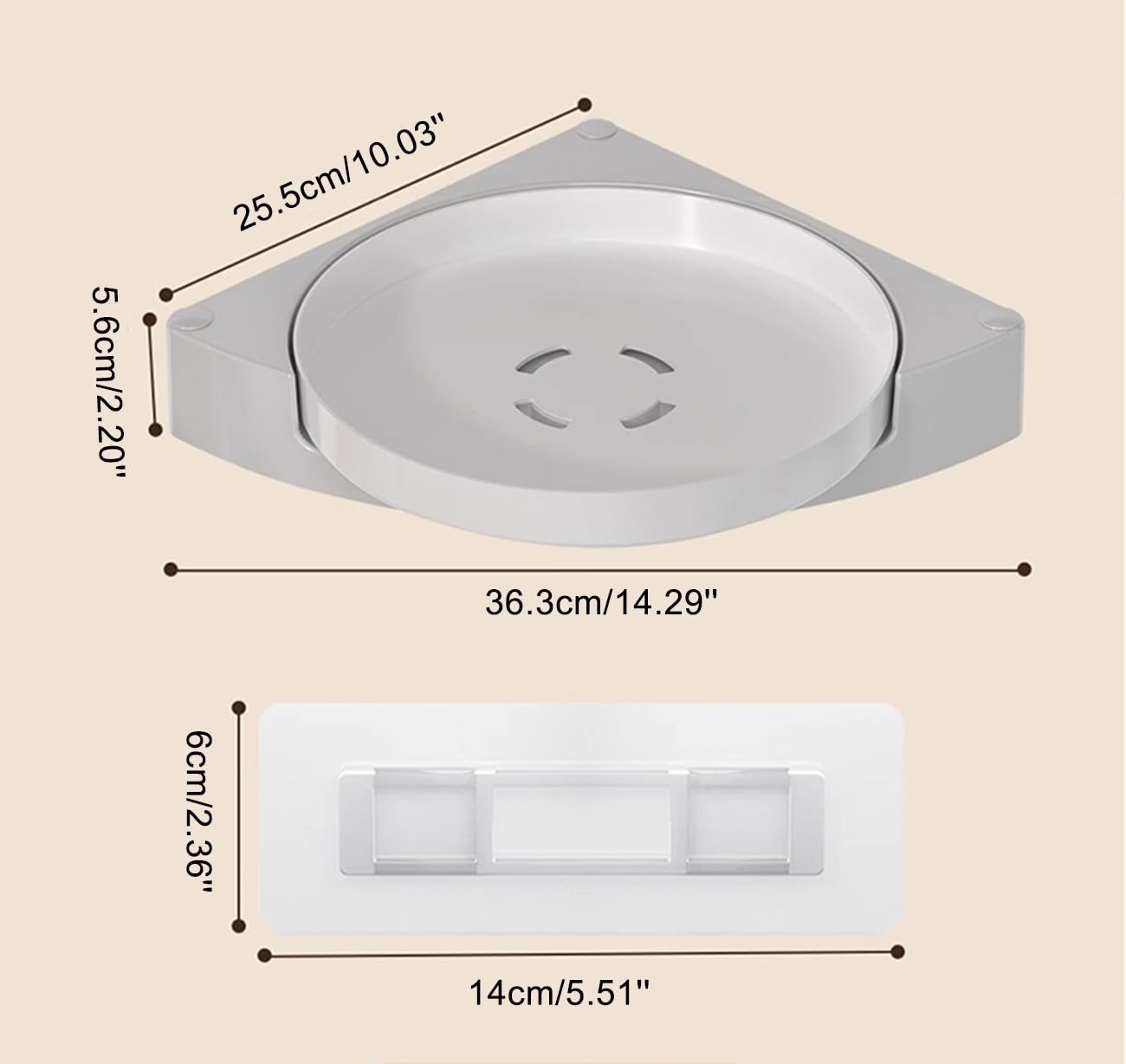Especiero Giratorio 360°, Especieros Giratorios para Cocina, Organizador Especias Pared Sin Taladrar para Cocina Y Baño.,Blanca,2 Tier