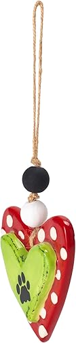 Miniatura 5 de DEMDACO Adorno navideño de gres verde con estampado de pata de corazón, 3,5 x 3,5